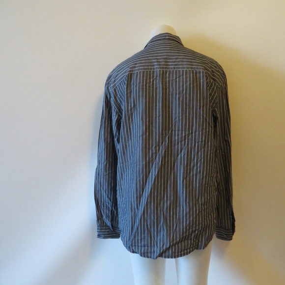 MENS ARMANI JEANS GREY WHITE PINSTRIPE BUTTON DOWN SHIRT US/L* - Picture 6 of 8
